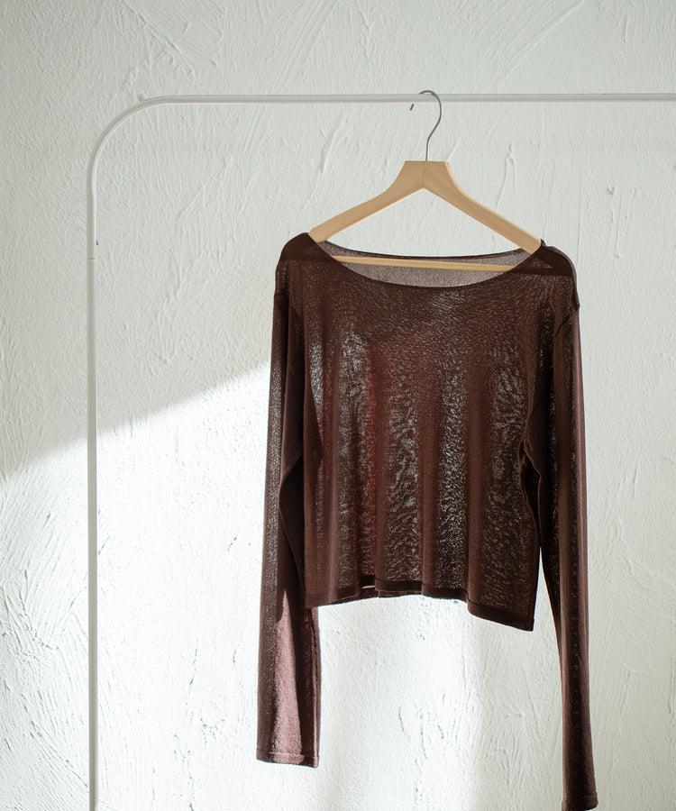 sheer knit pull over / freckle