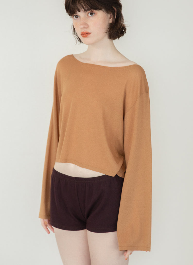 sheer knit pull over / cinnamon