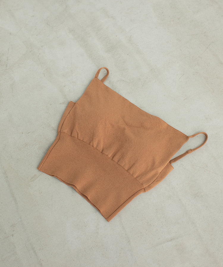 premium rib-knit bra top / cinnamon