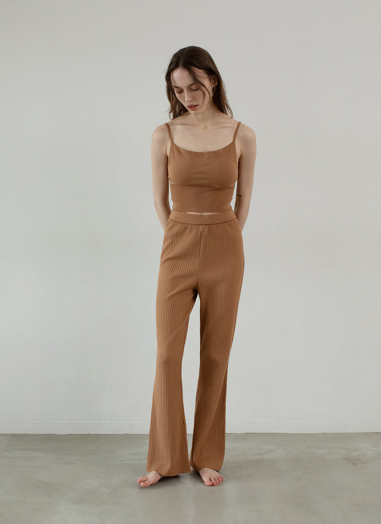 premium rib-knit pants / cinnamon