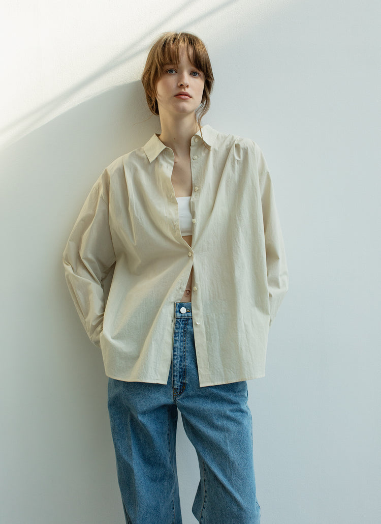 cotton linen lawn sheer shirt / sage