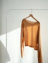 sheer knit pull over / cinnamon