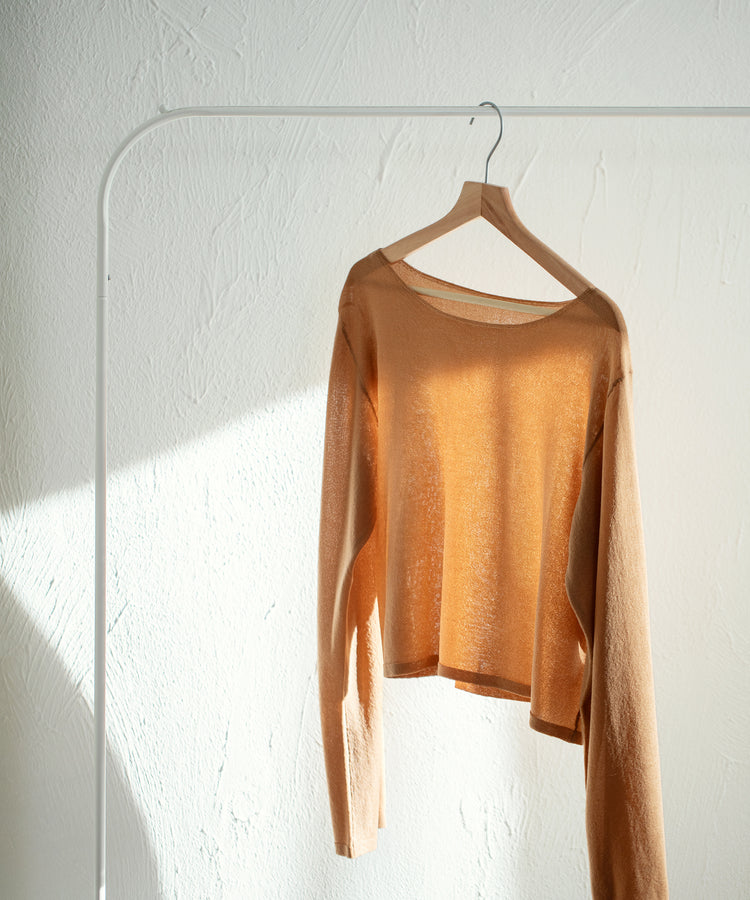 sheer knit pull over / cinnamon