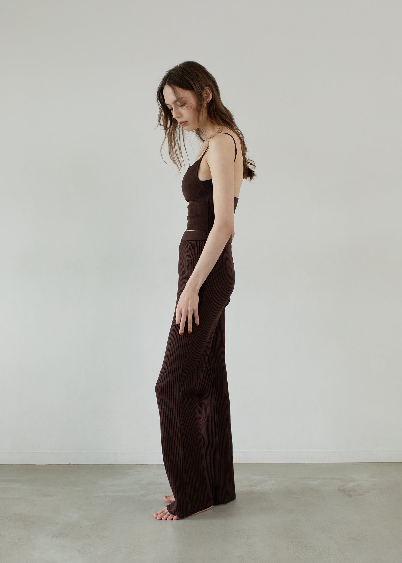premium rib-knit bra top / lens リーカ premium rib-knit bra top / la vie | rihka