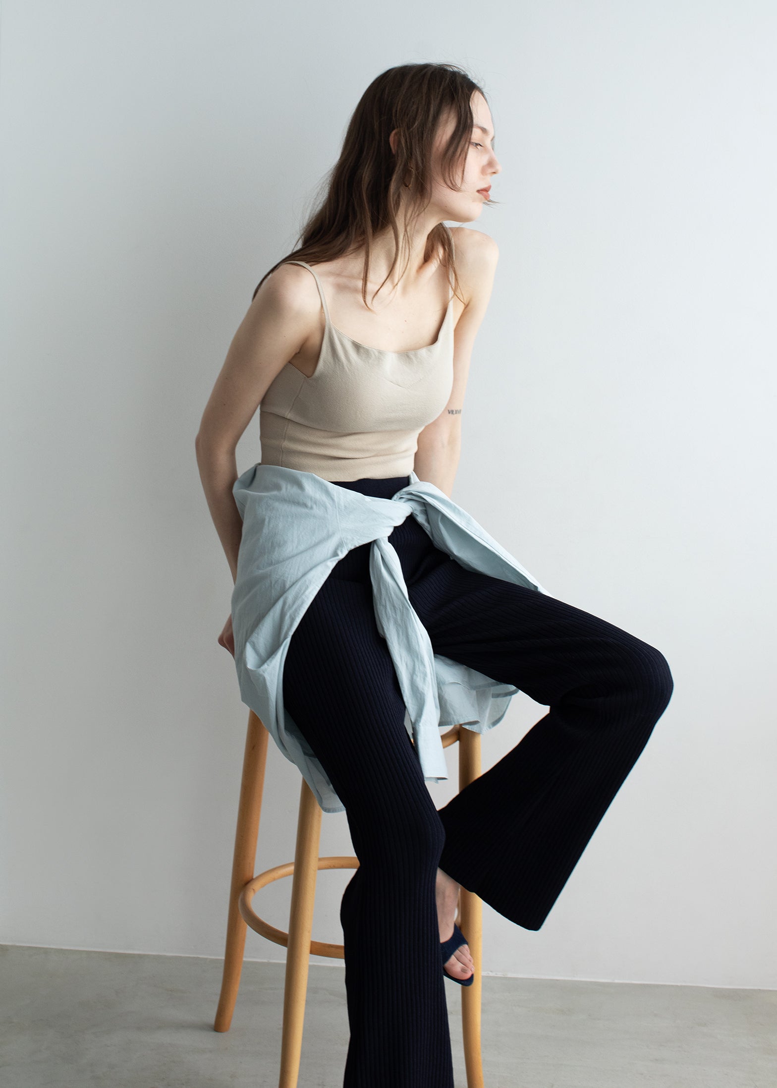 premium rib-knit bra top / lens リーカ premium rib-knit bra top / la vie | rihka