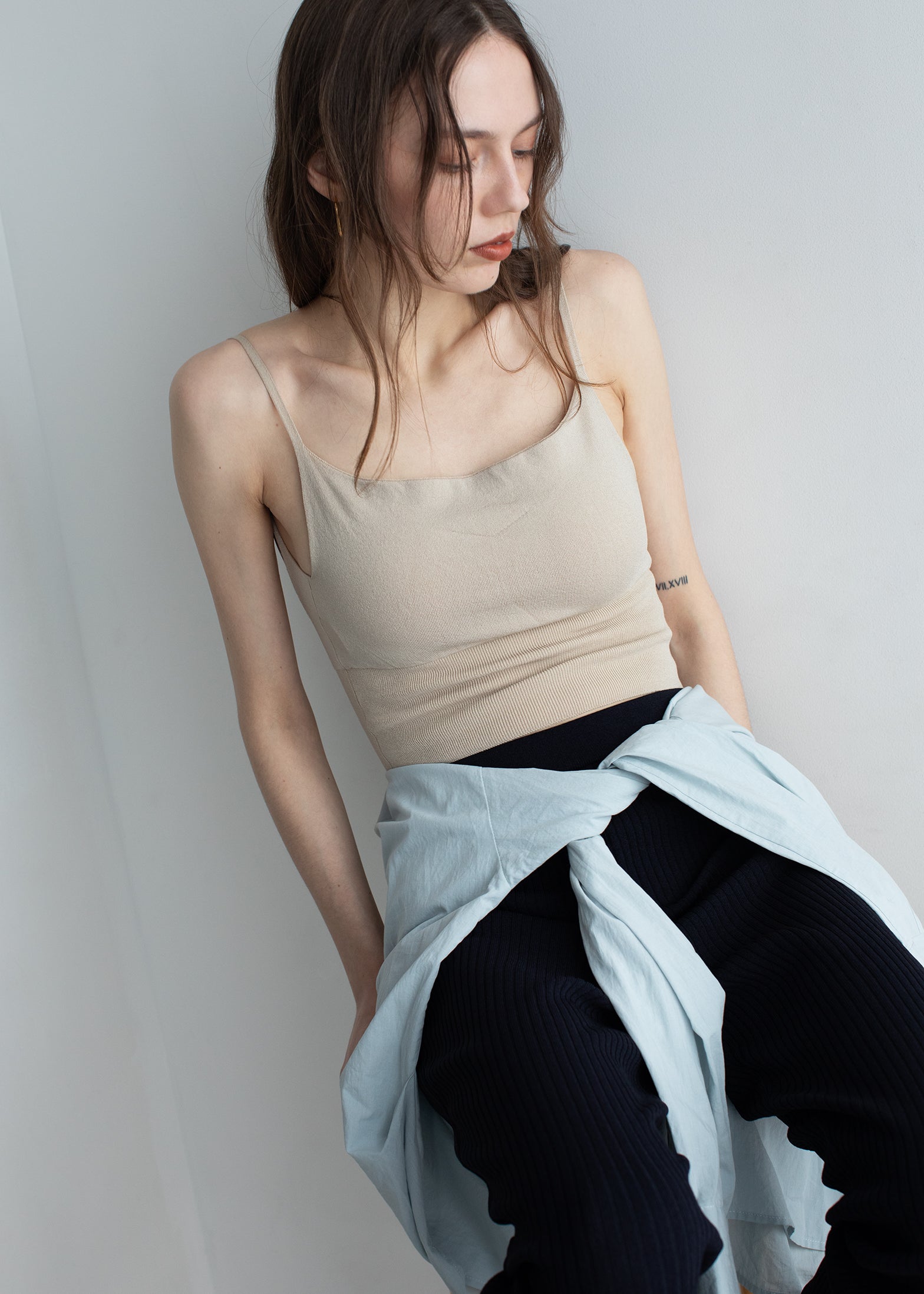 premium rib-knit bra top / lens リーカ premium rib-knit bra top / la vie | rihka