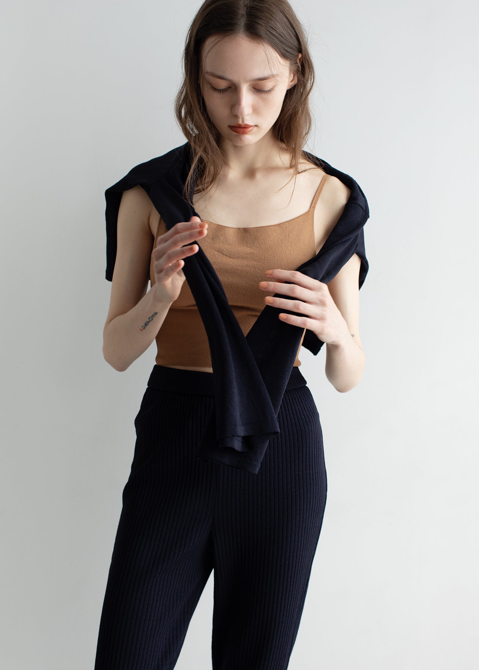 premium rib-knit bra top / lens リーカ