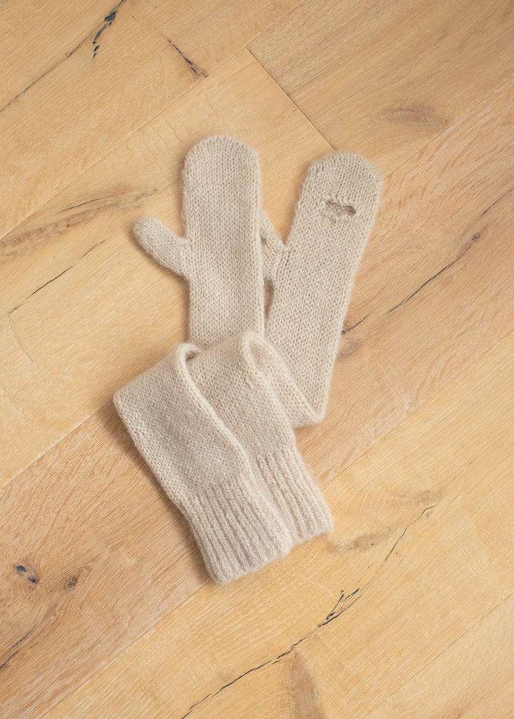 mohair knit & glove set / tan